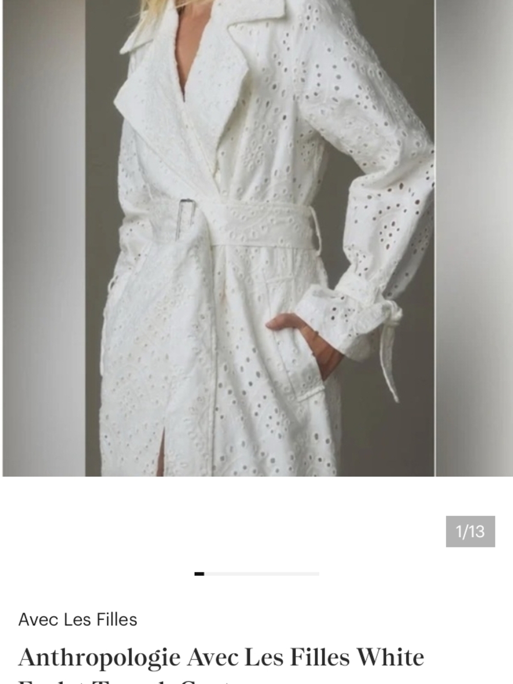 Cynthia Rowley White Eyelet Belted Robe Coat